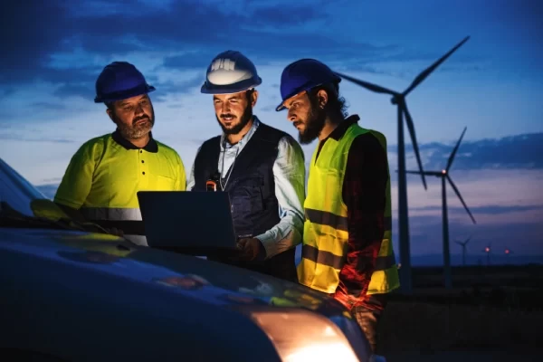 teamwork-renewable-energy-engineers-working-planing-night-with-laptop-computer